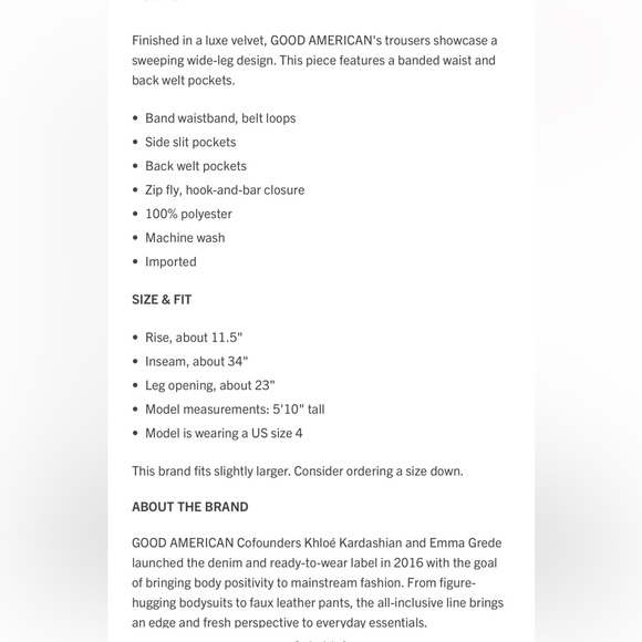 GOOD AMERICAN VELVET WIDE-LEG TROUSERS - Picture 6 of 6